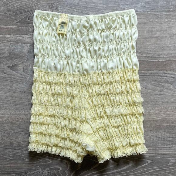 Vtg Yellow Ruffled Bloomer CRUISIN Pettipants Shorts Sz L N-29 Western Coquette - Picture 1 of 8